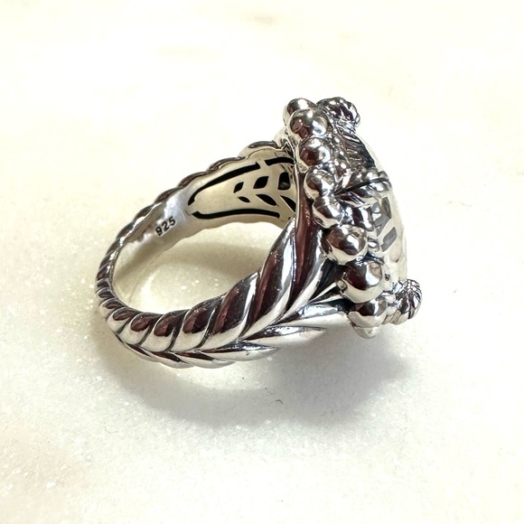 JAI John Hardy Sterling Silver Hammered Bead Cushion Carved Texture Status Ring - Picture 7 of 16